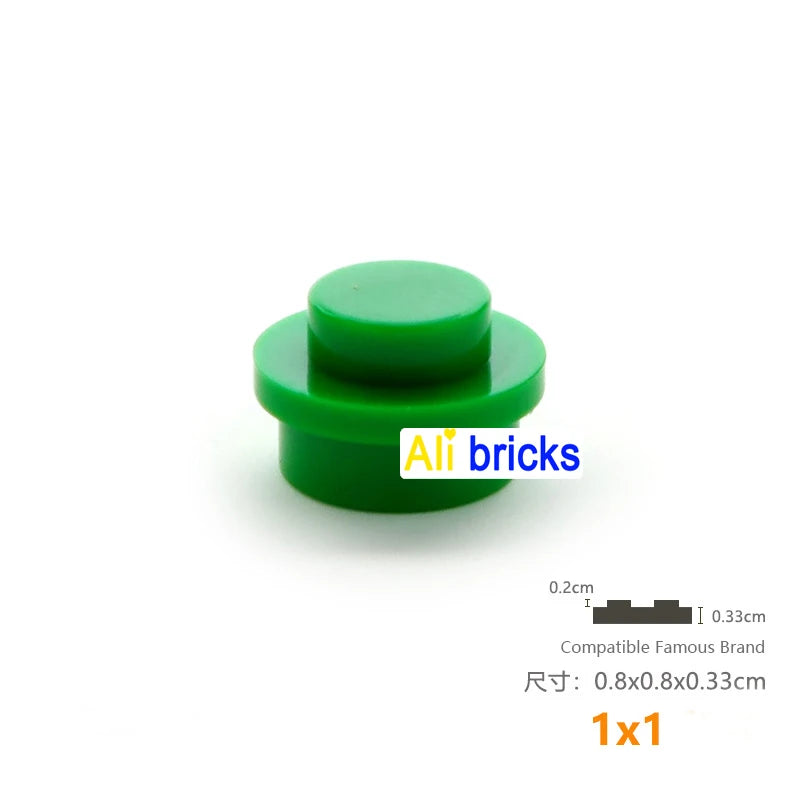 120pcs 1x1 Dots Thin Bricks Round Blocks MOC Educational Toys Building Assemblage Kids Learning Gift Size Compatible Brand 4073