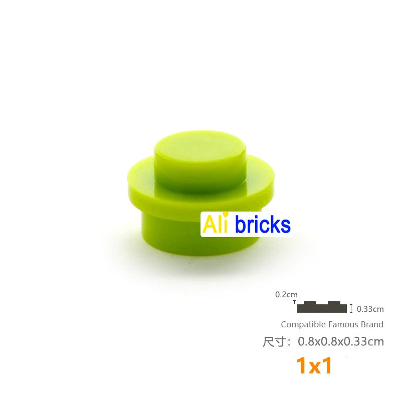 120pcs 1x1 Dots Thin Bricks Round Blocks MOC Educational Toys Building Assemblage Kids Learning Gift Size Compatible Brand 4073