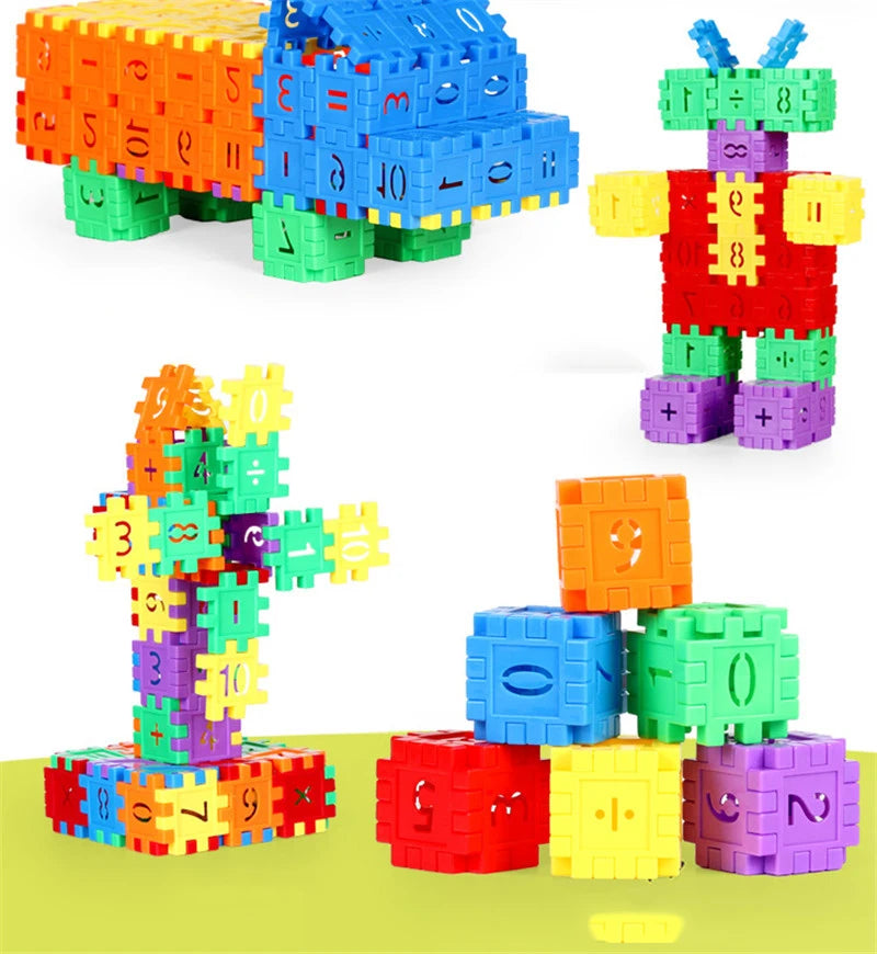 100Pcs Number Building Blocks DIY Toy Large Particles Colorful Creative Assemble Bricks Math Blocks Children Early Education Toy