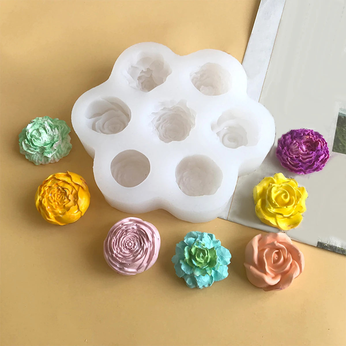 7 Kinds Of Flower Combination Candle Silicone Mold Diy Cement Plaster Aromatherapy Soap Mould Cake Chocolate Home Decorations