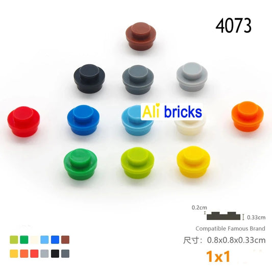 120pcs 1x1 Dots Thin Bricks Round Blocks MOC Educational Toys Building Assemblage Kids Learning Gift Size Compatible Brand 4073