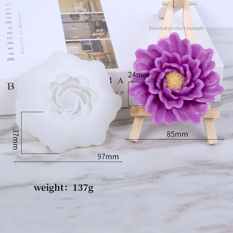 3D Rose Candle Silicone Mold DIY Lotus Peony Chrysanthemum Shape Mousse Handmade Soap Aromatherapy Epoxy Resin Molds