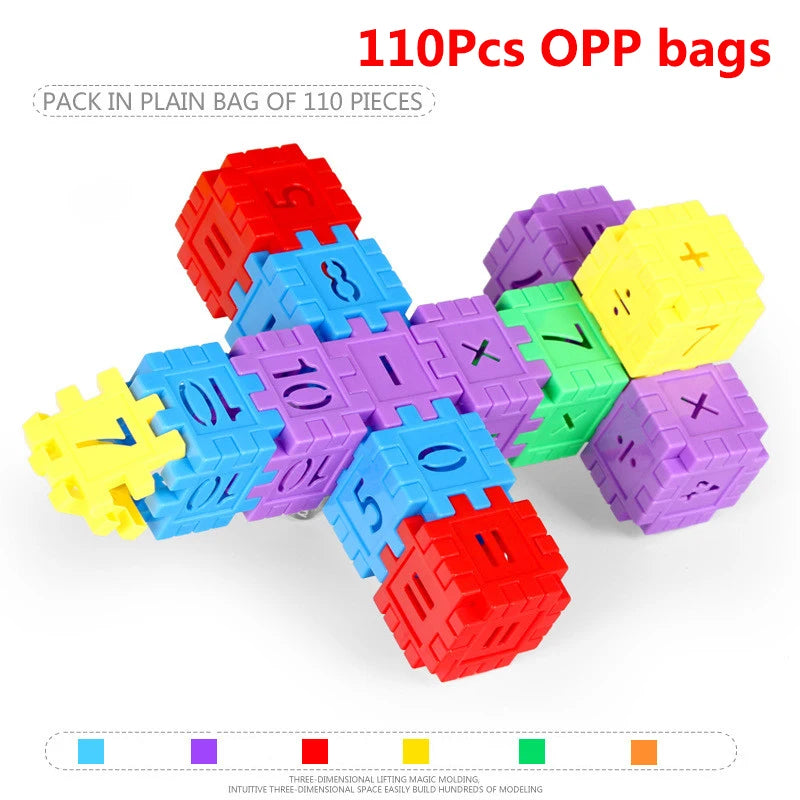 100Pcs Number Building Blocks DIY Toy Large Particles Colorful Creative Assemble Bricks Math Blocks Children Early Education Toy