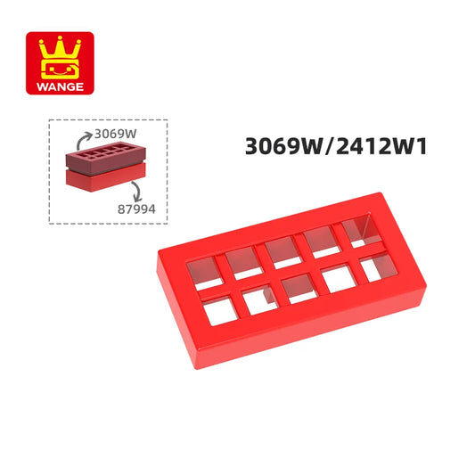 WANGE  3069W/2412W 100g/452PCS 1x2 Tile 2Holes Behind the Grid Building Block Moc Color Compatible with Brick DIY Kid's Toys