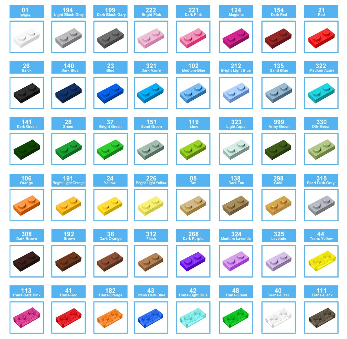 MOC 10PCS Special 3069W Board 1x2 Building Blocks Kit Flat Thin Plate Chassis Fixing Bricks Particle DIY Toy Children Kid Gifts