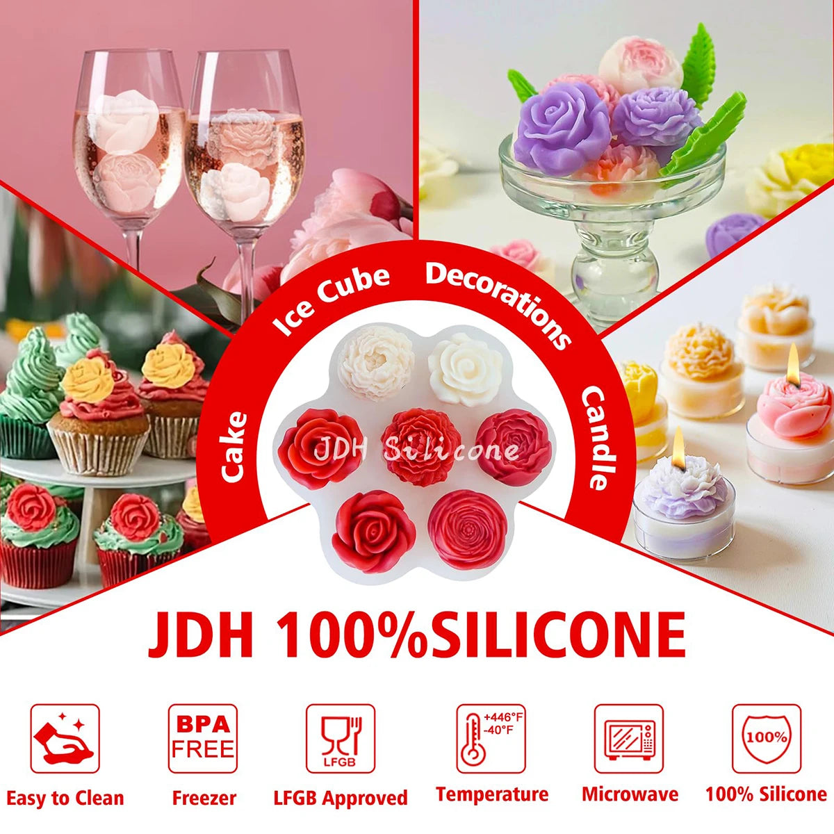 7 Kinds Of Flower Combination Candle Silicone Mold Diy Cement Plaster Aromatherapy Soap Mould Cake Chocolate Home Decorations