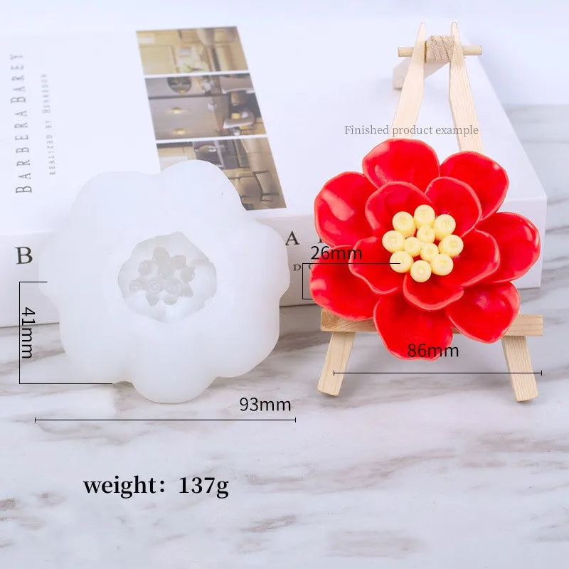 3D Rose Candle Silicone Mold DIY Lotus Peony Chrysanthemum Shape Mousse Handmade Soap Aromatherapy Epoxy Resin Molds