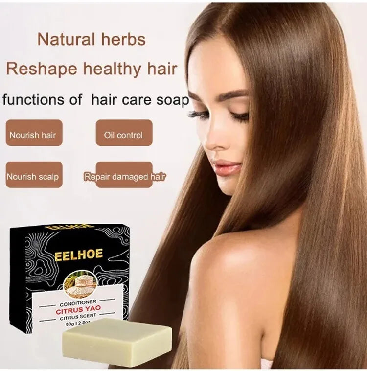 Rice Hair Care Soap Essence Nourishing Hair Smoothing Split End Repair Shampoo Soap for Men Women