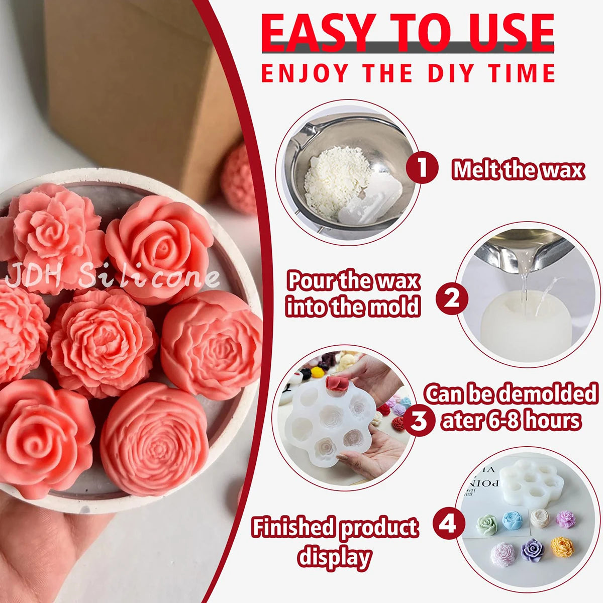7 Kinds Of Flower Combination Candle Silicone Mold Diy Cement Plaster Aromatherapy Soap Mould Cake Chocolate Home Decorations