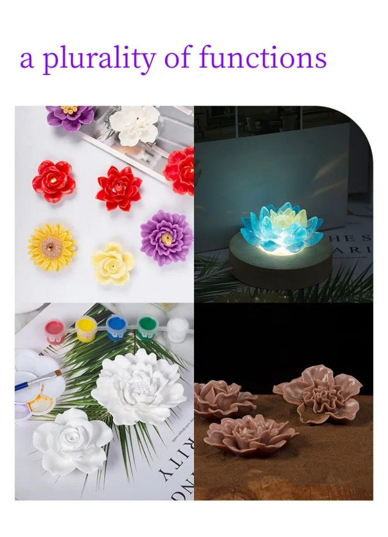 3D Rose Candle Silicone Mold DIY Lotus Peony Chrysanthemum Shape Mousse Handmade Soap Aromatherapy Epoxy Resin Molds