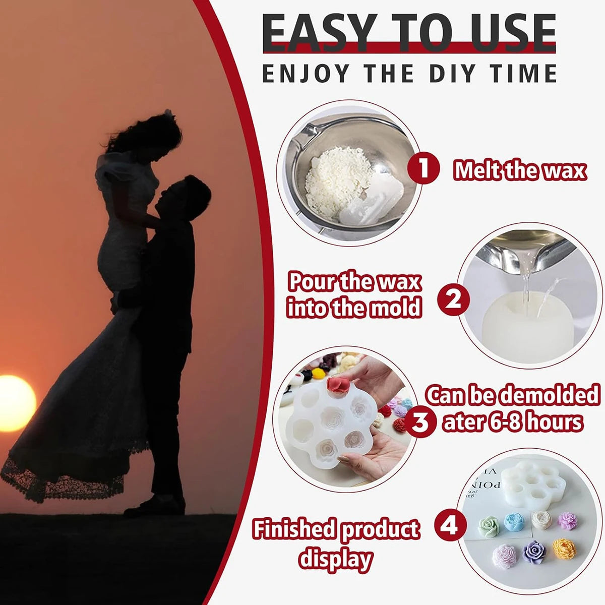 7 Kinds Of Flower Combination Candle Silicone Mold Diy Cement Plaster Aromatherapy Soap Mould Cake Chocolate Home Decorations