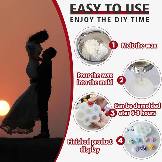 7 Kinds Of Flower Combination Candle Silicone Mold Diy Cement Plaster Aromatherapy Soap Mould Cake Chocolate Home Decorations