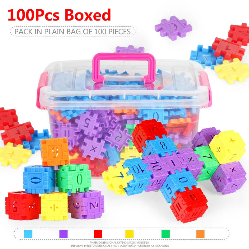 100Pcs Number Building Blocks DIY Toy Large Particles Colorful Creative Assemble Bricks Math Blocks Children Early Education Toy