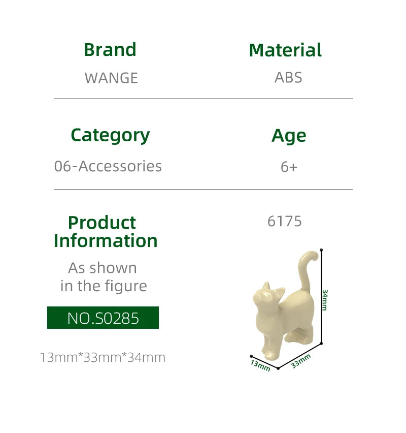 Wange 28Pcs/lot 6175 Cat Building Blocks MOC Animal Accessories Compatible Bricks Children Toys Gift Box