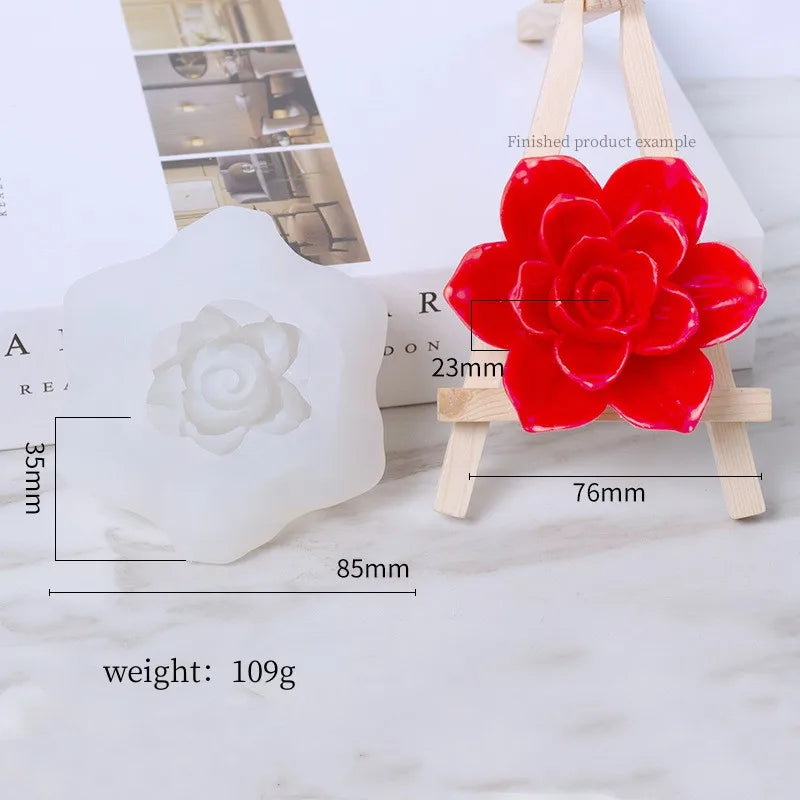 3D Rose Candle Silicone Mold DIY Lotus Peony Chrysanthemum Shape Mousse Handmade Soap Aromatherapy Epoxy Resin Molds