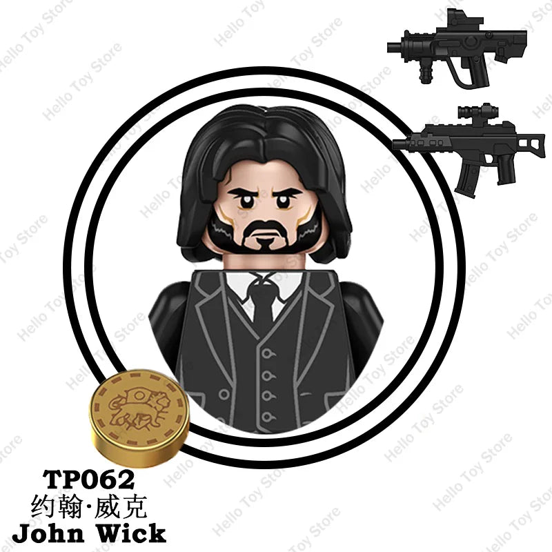 2024 John Wick Mini Action Figures Classic Thriller Movie John Wick Building Blocks Winston Judges Dolls Model Kid Birthday Gift