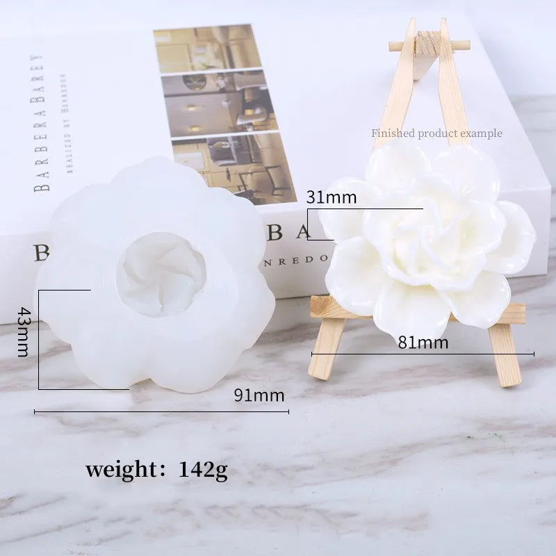 3D Rose Candle Silicone Mold DIY Lotus Peony Chrysanthemum Shape Mousse Handmade Soap Aromatherapy Epoxy Resin Molds