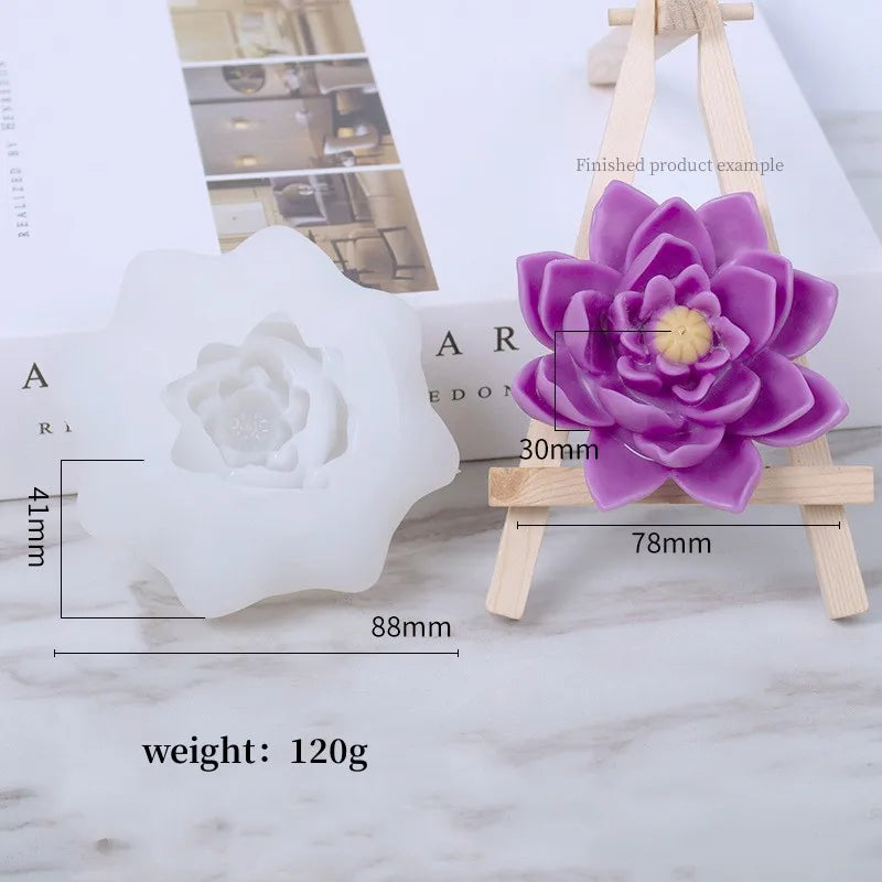 3D Rose Candle Silicone Mold DIY Lotus Peony Chrysanthemum Shape Mousse Handmade Soap Aromatherapy Epoxy Resin Molds