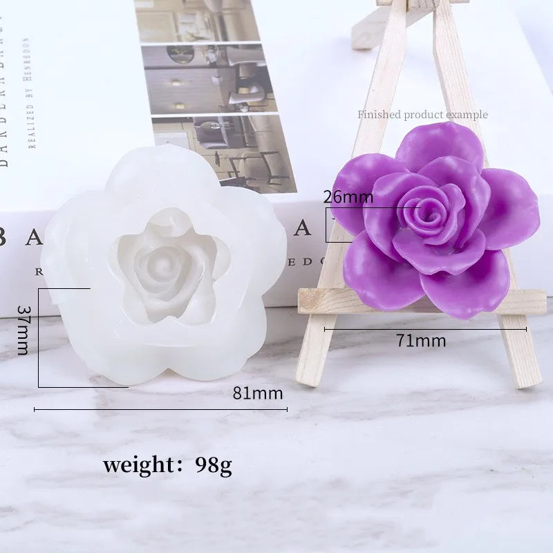 3D Rose Candle Silicone Mold DIY Lotus Peony Chrysanthemum Shape Mousse Handmade Soap Aromatherapy Epoxy Resin Molds